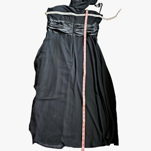 Connected Apparel strapless black chiffon midi dress ties around neck Size 12 - Picture 15 of 16